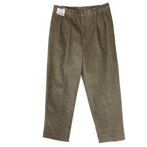 Roundtree & Yorke Outdoors Mens Corduroy Pants 34x30 Khaki Pleated Casual NWT